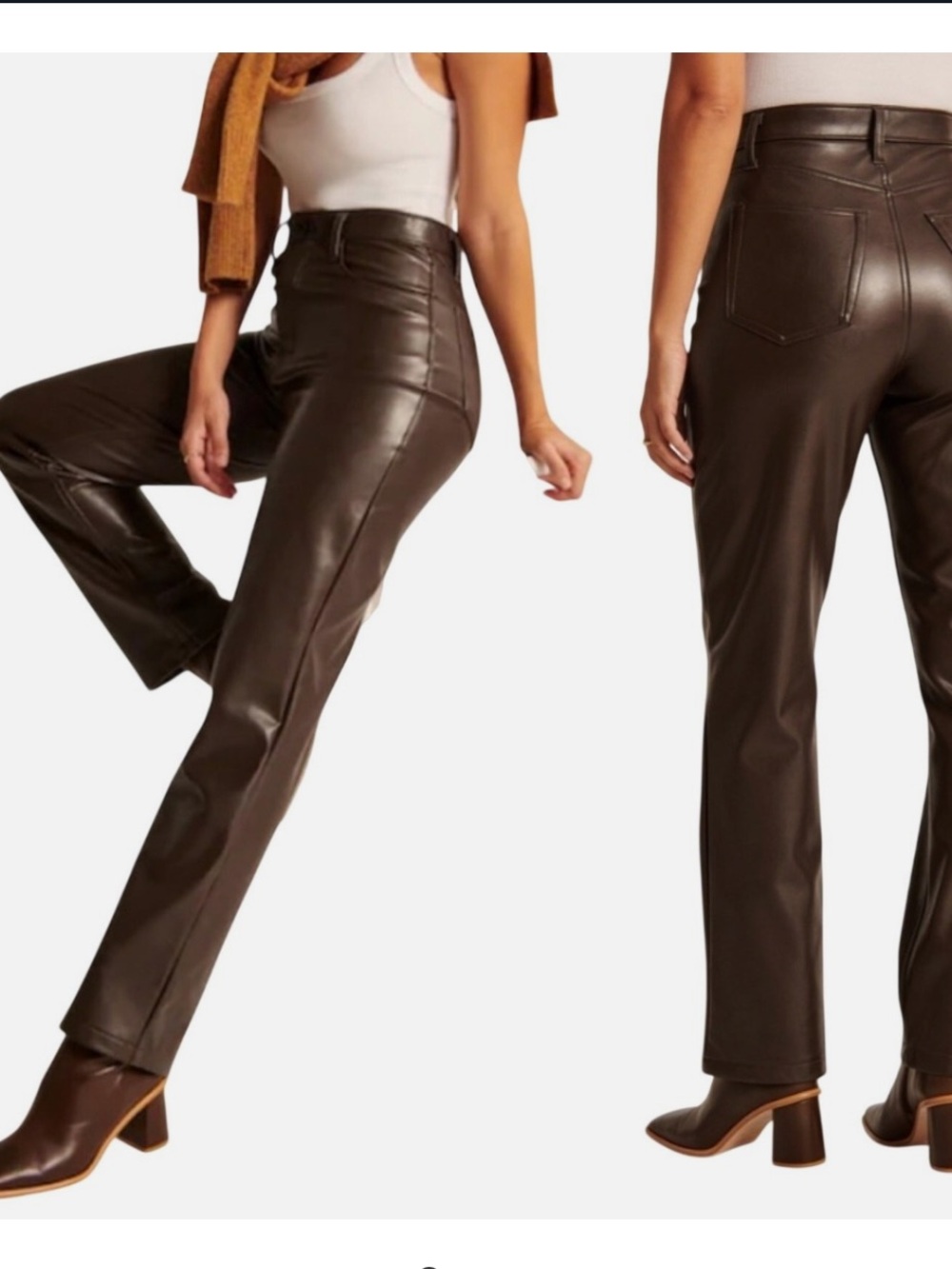 Abercrombie & Fitch Brown Faux Leather High-Rise Pants - 24 NWT!